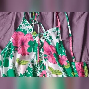 Izzy & Lola Pink and Green Floral Romper